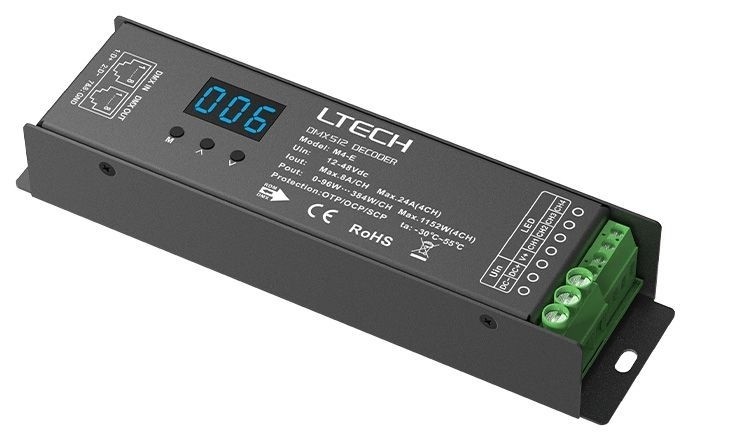 Ltech M4-E 4 Channels 12-48Vdc DMX RDM Constant Voltage Decoder
